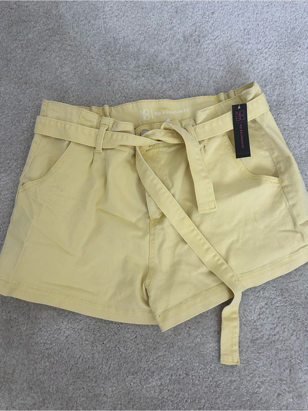 No Boundaries Yellow High-Waist Tie-Belt Women's Shorts